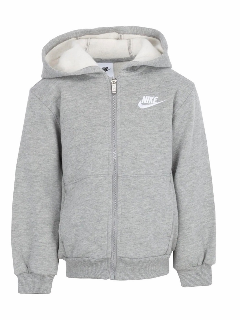 Boys Nike Sportswear Club Fleece Full-Zip Hoodie, Grey Sz 6-7 yrs